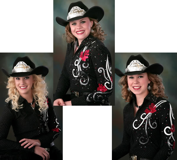 Benton Franklin Rodeo Queen 7 Court in shirts silver ice and ruby hologram leather appliques