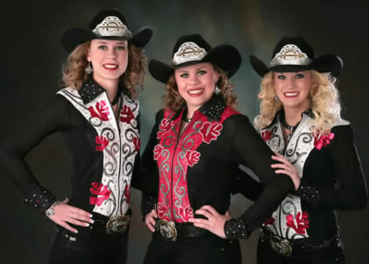 Benton Franklin Rodeo Queen 7 Court in shirts silver ice and ruby hologram leather appliques