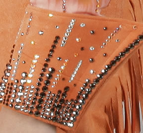 close-up of burnt orange lambskin cuff