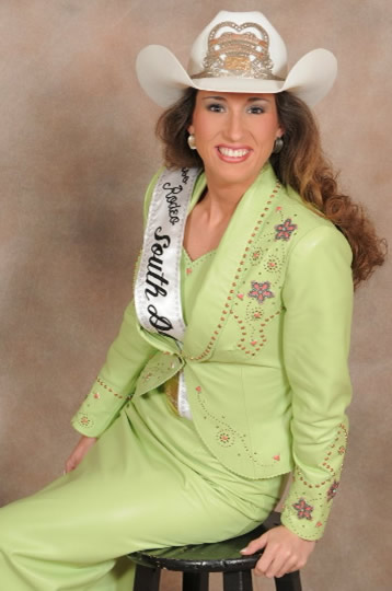 Courtney Smith, Miss Rodeo South Dakota 2010  wears mint lambskin