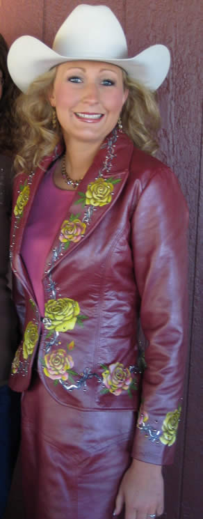 Cranberry Pearlized Lambskin Dress worn by Miss Nikki Boyer
