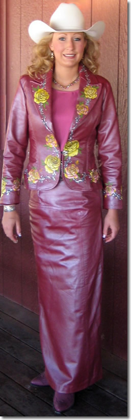Cranberry Pearilzed Lambskin Leather Suit