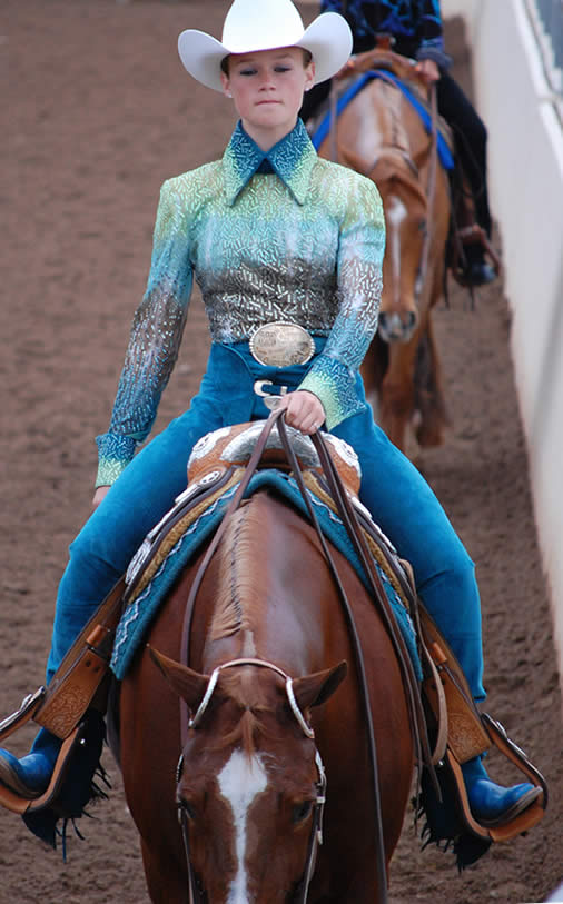 turquoise pigskin chaps, collar and cuffs