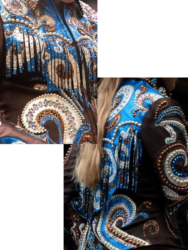 close-ups of Maddie's Show Apparel made by her mom