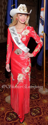 Martina Wardel, Miss Rodeo Utah 2010 in red lambskin dress