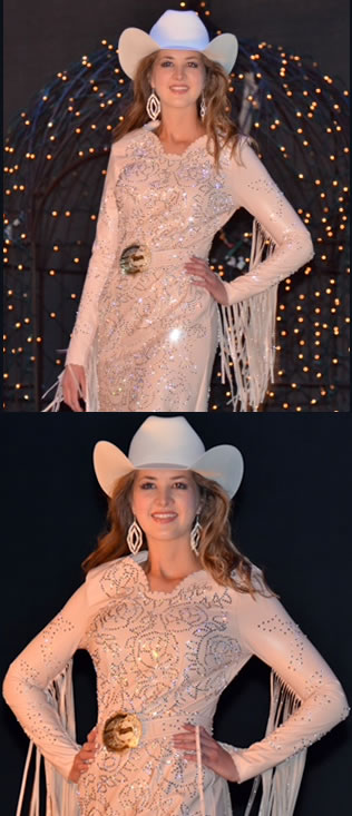Morgan Blackhurst, 2011 Wilderness Circuit Rodeo Queen wears a blush lambskin dress