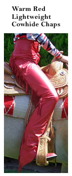 Warm Red Smooth Finish Lightweight Cowhide Chaps