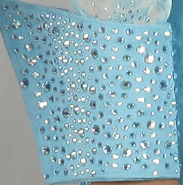 close-up of turquoise lambskin cuff
