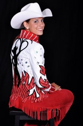 white pearlized lambskin jacket with black and red lambskin trim