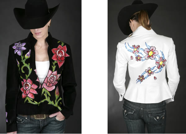 pigsuede jackets with painted flowers