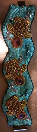 Turquoise metallic leather bracelet