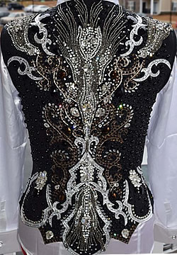 Black metallic leather trimmed vest