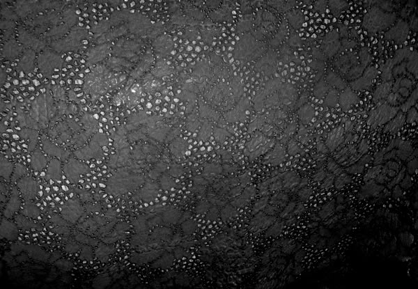 Black Laser-cut Lace Leather Rose Design