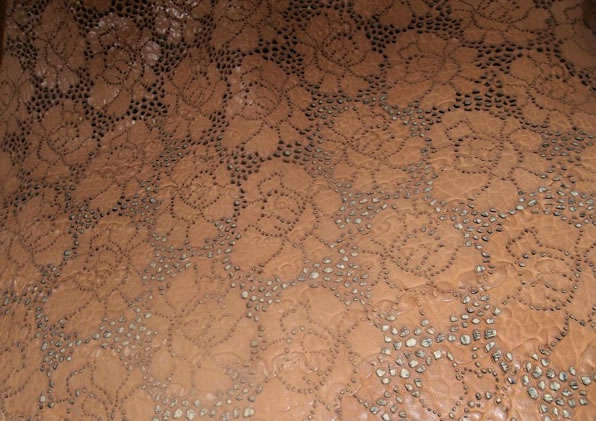 Cognac Laser-cut Lace Leather Rose Design