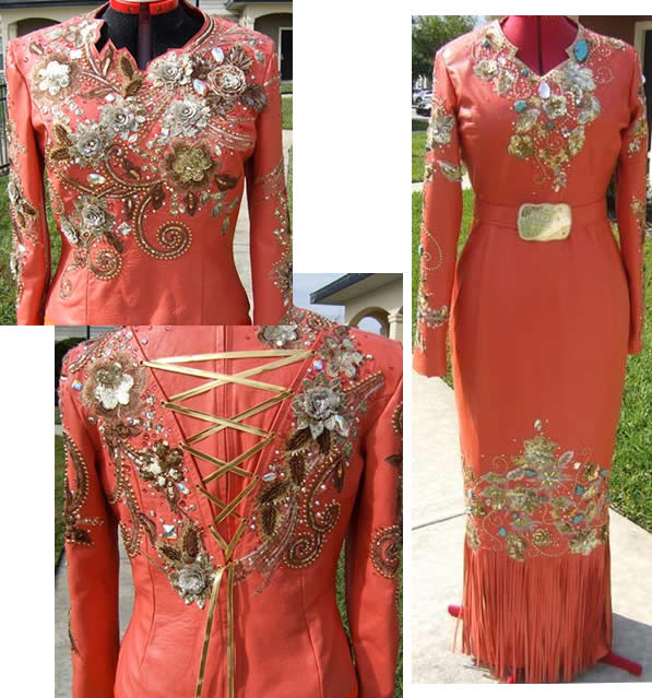 coral lambskin dress