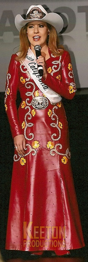 Dakota Skellinger, Miss Rodeo California in a leather dress