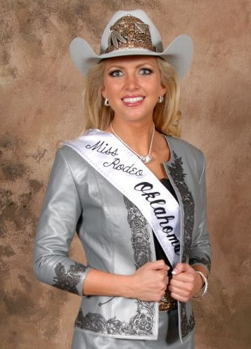 Lauren Heaton, Miss Rodeo America 2015, wears a grey lambskin jacket 