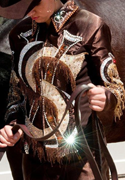 Metallic leather trimmed