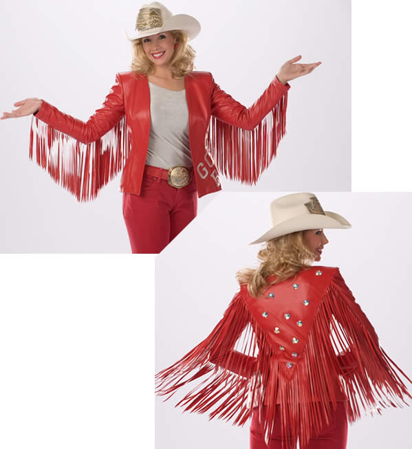 Red Lambskin Jacket with fringe