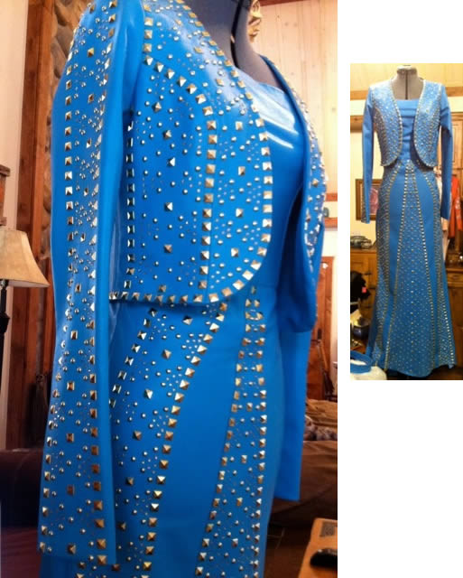 royal blue lambskin dress with jacket